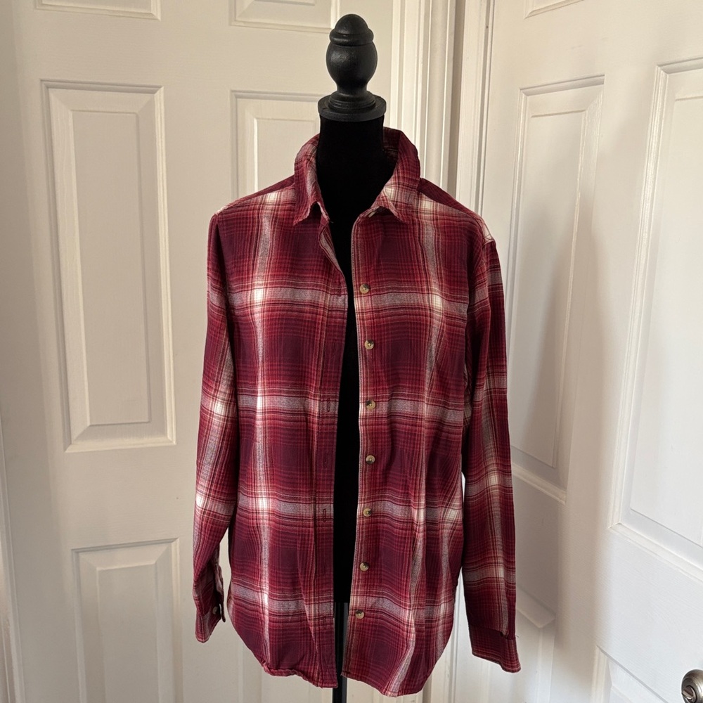 JACHS Girlfriend Grunge Red Plaid Button Down Shirt